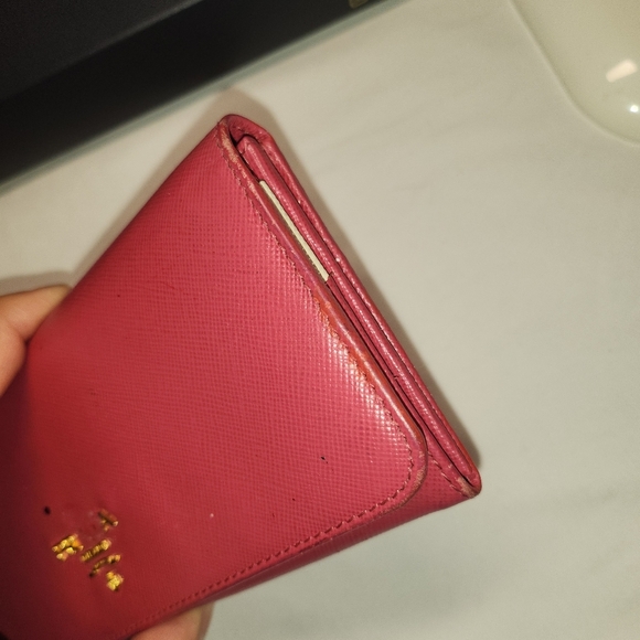 Authentic PRADA Saffiano Leather Long Wallet Pink Beige Bicolor - Picture 2 of 10